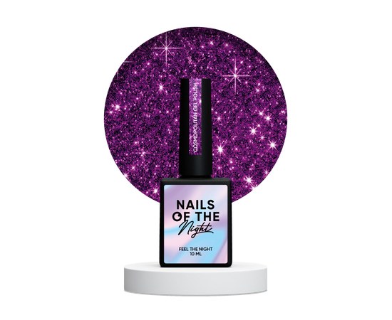 Изображение  Nails Of The Night Cocktails gel Cosmopolitan – темно-розовый светоотражающий гель-лак для ногтей, 10 мл, Объем (мл, г): 10, Цвет №: Cosmopolitan