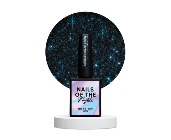 Изображение  Nails Of The Night Cocktails gel Green Mexican - dark green reflective gel nail polish, 10 ml, Volume (ml, g): 10, Color No.: Green Mexican