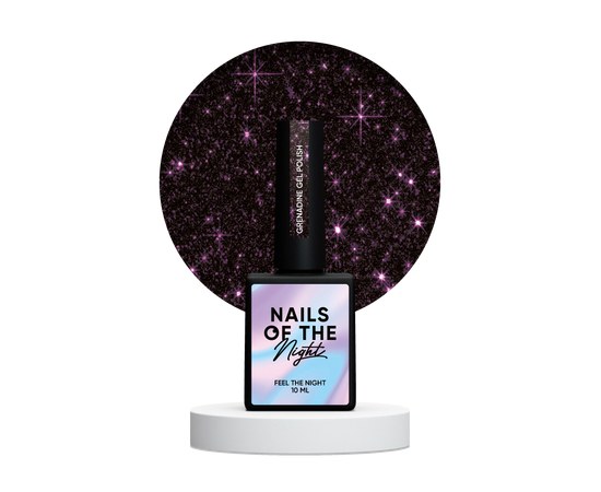 Изображение  Nails Of The Night Cocktails gel Grenadine – burgundy reflective gel nail polish, 10 ml, Volume (ml, g): 10, Color No.: Grenadine