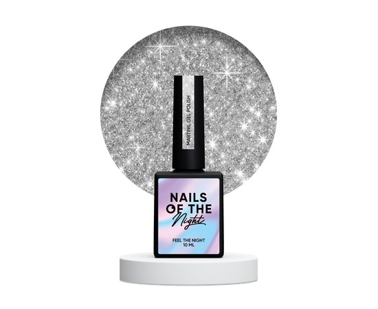 Зображення  Nails Of The Night Cocktails gel Martini – срібний світловідбиваючий гель-лак для нігтів, 10 мл, Об'єм (мл, г): 10, Цвет №: Martini