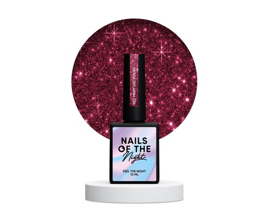 Изображение  Nails Of The Night Cocktails gel Red Mary - red reflective gel nail polish, 10 ml, Volume (ml, g): 10, Color No.: Red Mary