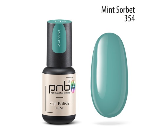 Зображення  Гель-лак для нігтів PNB mini 354 Mint Sorbet, 4 мл, Об'єм (мл, г): 4, Цвет №: 354
