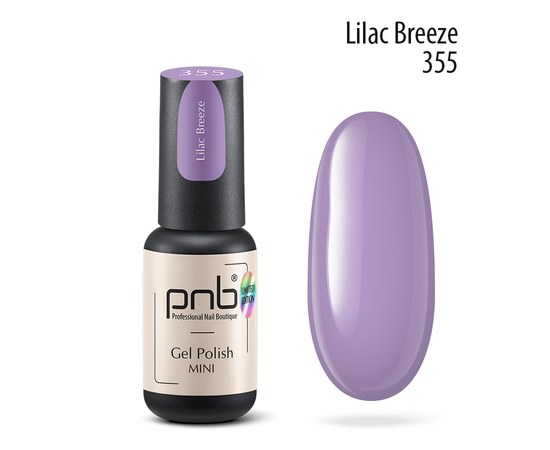 Зображення  Гель-лак для нігтів PNB mini 355 Lilac Breeze, 4 мл, Об'єм (мл, г): 4, Колір: 355