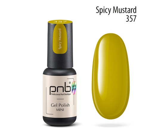 Изображение  Gel nail polish PNB mini 357 Spicy Mustard, 4 ml, Volume (ml, g): 4, Color No.: 357