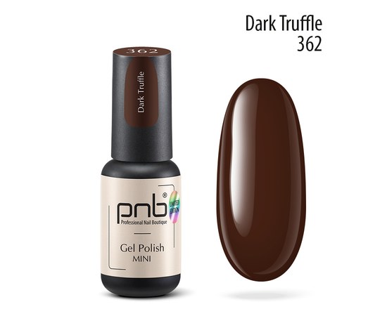 Изображение  Nail gel polish PNB mini 362 Dark Truffle, dark chocolate, 4 ml, Volume (ml, g): 4, Color No.: 362