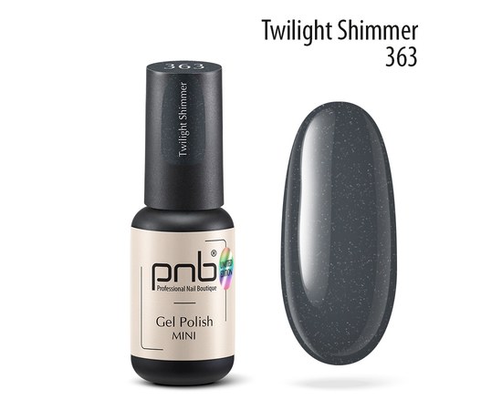 Изображение  Гель-лак для ногтей PNB mini 363 Twilight Shimmer, dark grey, 4 мл, Объем (мл, г): 4, Цвет №: 363