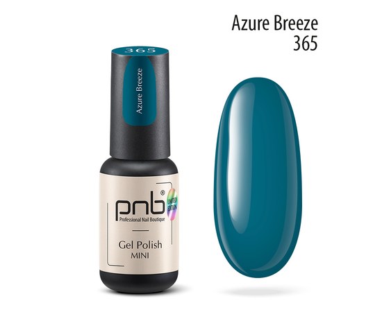 Изображение  Гель-лак для ногтей PNB mini 365 Azure Breeze, deep turquoise, 4 мл, Объем (мл, г): 4, Цвет №: 365