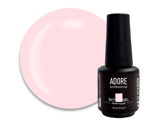 Зображення  Гель камуфлирующий Adore Professional Bottle Gel Milky Pink для укрепления ногтей, молочно-розовый, 15 мл, Об'єм (мл, г): 15, Цвет №: Milky Pink