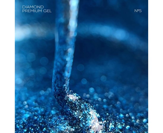 Изображение  Nails Of The Night Diamond Premium gel №05 – голубой гель-лак с мелкой металлической поталью для ногтей, 5 мл, Объем (мл, г): 5, Цвет №: 05