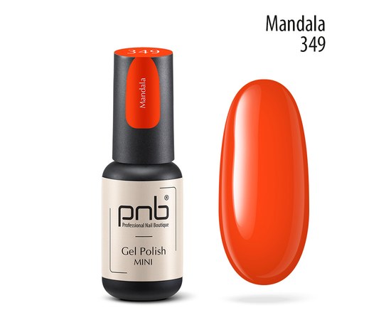 Изображение  Nail gel polish PNB mini 349 Mandala, orange, 4 ml, Volume (ml, g): 4, Color No.: 349