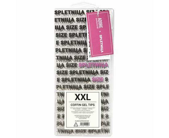 Изображение 4 Gel tips for extensions Adore Professional SPLETNICA SIZE XXL GEL TIPS, 240 pcs - coffin