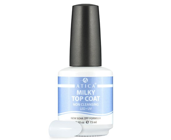 Изображение  Top gel with a milky effect without a sticky layer Atica Top Milky Top Non Cleansing, 15 ml