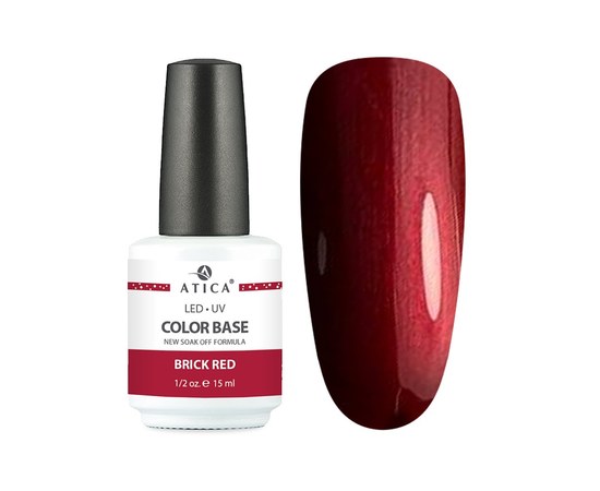 Зображення  Кольорова база Atica Color Base Gel Brick Red, 15 мл, Об'єм (мл, г): 15, Цвет №: brick red