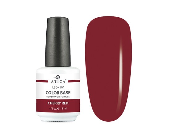 Зображення  Кольорова база Atica Color Base Gel Cherry Red, 15 мл, Об'єм (мл, г): 15, Цвет №: cherry red