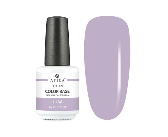 Изображение  Цветная база Atica Color Base Gel Lilac, 15 мл, Объем (мл, г): 15, Цвет №: Lilac