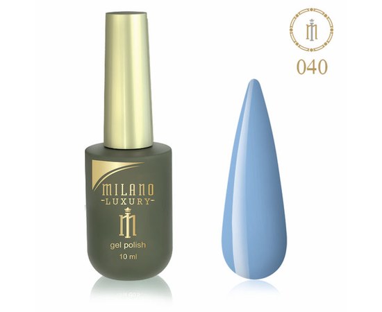 Зображення  Гель лак Milano Luxury №040 Сіро-блакитний, 10 мл, Об'єм (мл, г): 10, Цвет №: 040