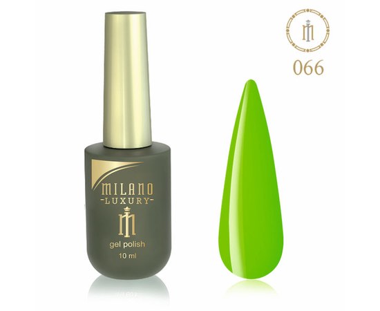 Зображення  Гель лак Milano Luxury №066 Яскраво-зелений, 10 мл, Об'єм (мл, г): 10, Цвет №: 066