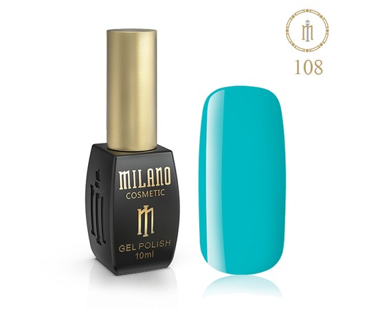 Зображення  Гель лак Milano Palette 10 №108 Морський зелений, 10 мл, Об'єм (мл, г): 10, Колір: 108