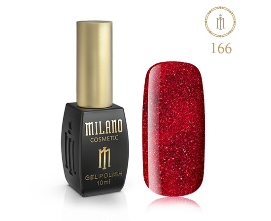 Изображение  Gel polish Milano Palette 10 №166 Flaming cherry, 10 ml, Volume (ml, g): 10, Color No.: 166