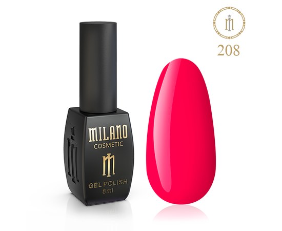 Изображение  Gel polish Milano Palette 8 №208 Carmine red, 8 ml, Color No.: 208