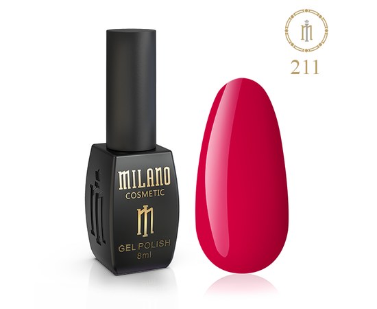 Изображение  Gel polish Milano Palette 8 №211 Dark scarlet, 8 ml, Color No.: 211