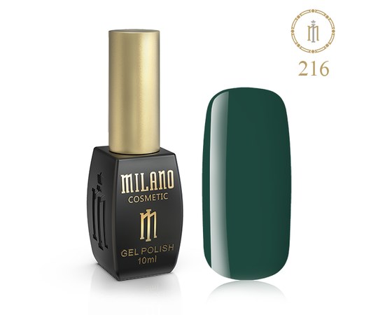 Изображение  Гель лак Milano Palette 10 №216 Дартмутский зеленый, 10 мл, Объем (мл, г): 10, Цвет №: 216