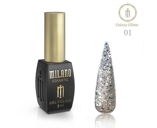 Изображение  Gel polish Milano Galaxy Glitter №01, 8 мл, Volume (ml, g): 8, Color No.: 1