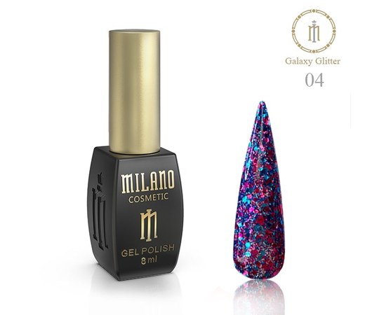 Зображення  Гель-лак Milano Galaxy Glitter №04, 8 мл, Об'єм (мл, г): 8, Цвет №: 04