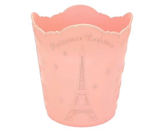 Изображение  Подставка стакан круглый для кисточек , пилочек и маникюрных инструментов "Эйфелева башня", розовый 110x100 мм