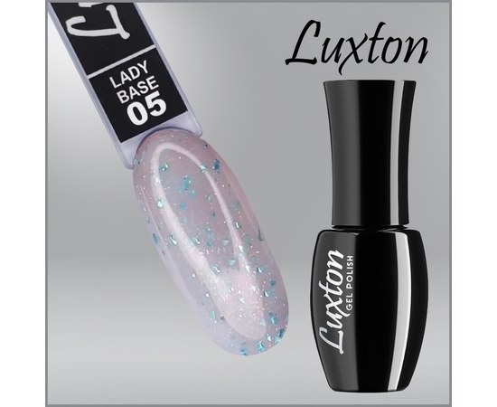 Изображение  CamouflagingLUXTON Lady Base No. 005 milky with pink shimmer and green-turquoise gold leaf, 10 ml, Volume (ml, g): 10, Color No.: 5