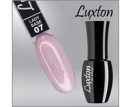 Зображення  Камуфлююча база LUXTON Lady Base №007 молочний з рожевим шимером та рожево-бузковою поталлю, 10 мл, Об'єм (мл, г): 10, Цвет №: 007