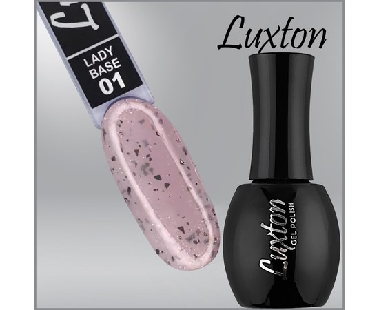 Изображение  Camouflage base LUXTON Lady Base No. 001 milky with pink shimmer and black gold leaf, 15 ml, Volume (ml, g): 15, Color No.: 1