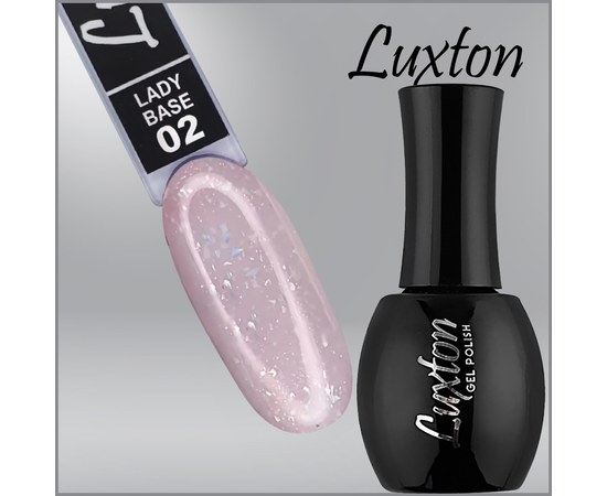 Изображение  Camouflage base LUXTON Lady Base No. 002 milky with pink shimmer and holographic gold, 15 ml, Volume (ml, g): 15, Color No.: 2