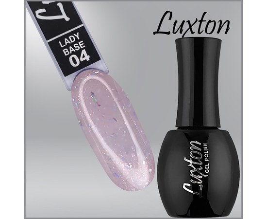 Изображение  Camouflage base LUXTON Lady Base No. 004 milky with pink shimmer and blue and turquoise gold, 15 ml, Volume (ml, g): 15, Color No.: 4