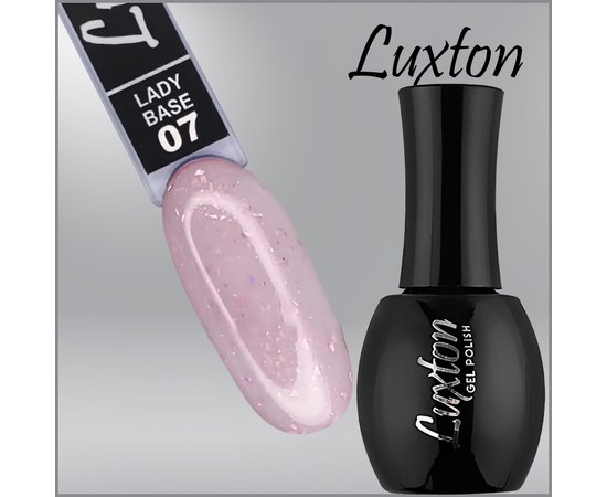 Изображение  Camouflage base LUXTON Lady Base No. 007 milky with pink shimmer and pink-lilac gold leaf, 15 ml, Volume (ml, g): 15, Color No.: 7