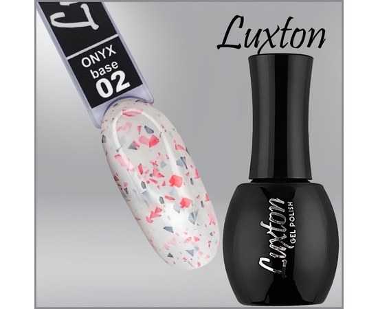 Изображение  Camouflage base LUXTON Onyx Base No. 002 creamy white with gray-red gold leaf, 15 ml, Volume (ml, g): 15, Color No.: 2