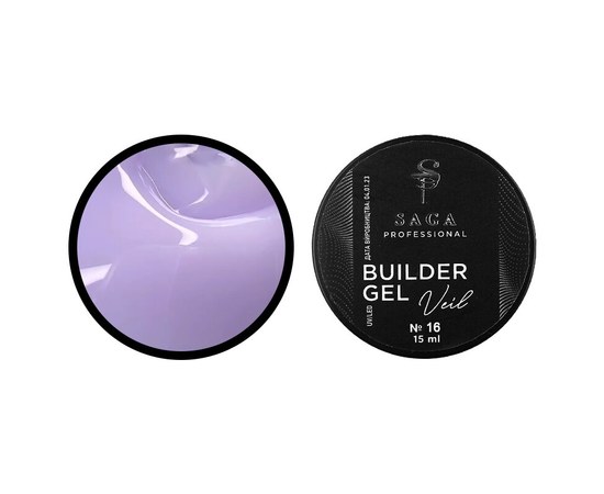 Зображення  Гель для нарощування Saga Builder Gel Veil №16 молочний з бузковим підтоном, 15 мл, Об'єм (мл, г): 15, Цвет №: 016