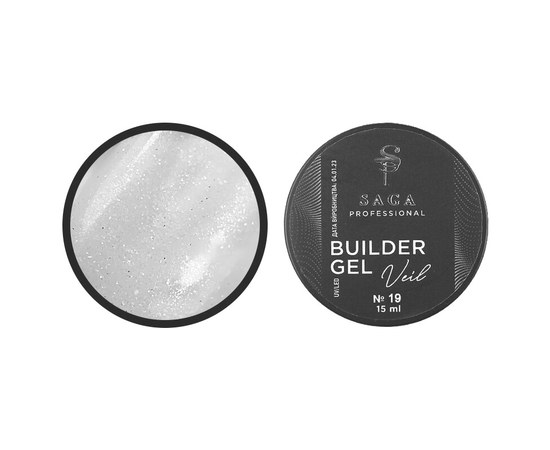 Изображение  Гель для наращивания Saga Builder Gel Veil №19 молочный жемчуг с перламутром, 15 мл, Объем (мл, г): 15, Цвет №: 019