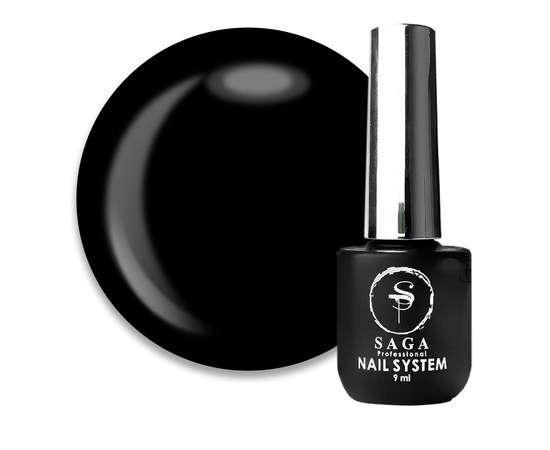 Зображення  Гель-лак Saga Super Black чорний, 9 мл, Об'єм (мл, г): 9, Цвет №: Black