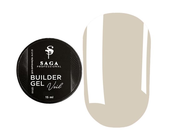 Зображення  Гель для нарощування Saga Builder Gel Veil №20, 15 мл, Об'єм (мл, г): 15, Цвет №: 020
