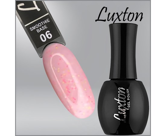 Зображення  Камуфлююча база з конфетті LUXTON Smoothie Base №006 рожева, 15 мл, Об'єм (мл, г): 15, Цвет №: 006