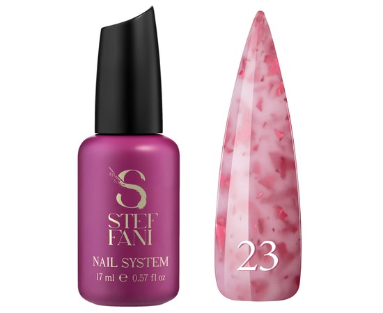 Изображение  Base camouflage for gel polish Steffani Cover Base №23 milky pink with pink melt, 17 ml, Volume (ml, g): 17, Color No.: 23