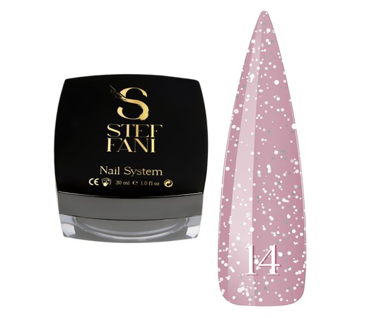 Изображение  Base camouflage for gel polish Steffani Cover Base №14 muted pink with shimmer, 30 ml, Volume (ml, g): 30, Color No.: 14
