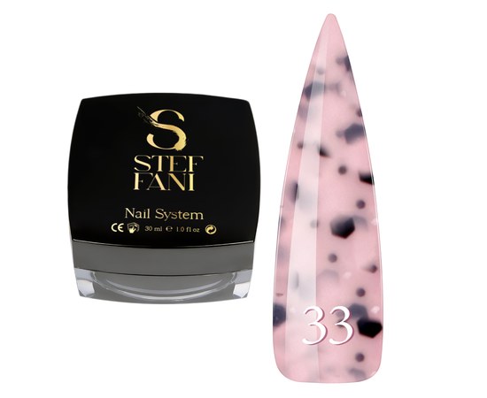 Изображение  Base camouflage for gel polish Steffani Cover Base №33 milky beige with white and black confetti, 30 ml, Volume (ml, g): 30, Color No.: 33