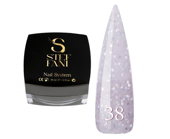 Изображение  Base camouflage for gel polish Steffani Cover Base №38 reflective gray with shimmer, 30 ml, Volume (ml, g): 30, Color No.: 38