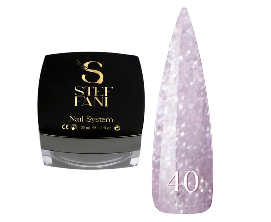 Изображение  Base camouflage for gel polish Steffani Cover Base №40 reflective lilac pearls with mother-of-pearl and shimmer, 30 ml, Volume (ml, g): 30, Color No.: 40