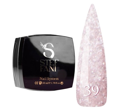 Зображення  База камуфлююча для гель-лаку Steffani Cover Base №39 світловідбиваючий рожеві перли з перламутром та шимером, 50 мл, Об'єм (мл, г): 50, Цвет №: 39