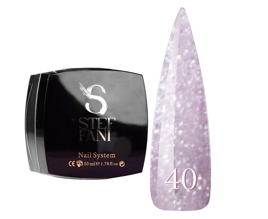 Изображение  Base camouflage for gel polish Steffani Cover Base №40 reflective lilac pearls with mother-of-pearl and shimmer, 50 ml, Volume (ml, g): 50, Color No.: 40