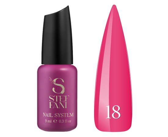 Изображение  Base camouflage for gel polish Steffani Cover Base №18 dark pink saturated, 9 ml, Volume (ml, g): 9, Color No.: 18