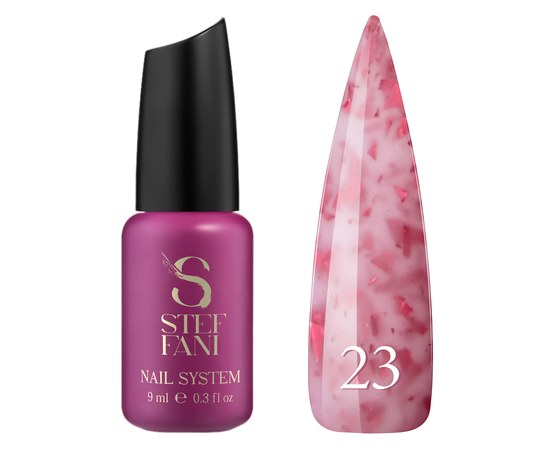 Изображение  Base camouflage for gel polish Steffani Cover Base №23 milky pink with pink melt, 9 ml, Volume (ml, g): 9, Color No.: 23